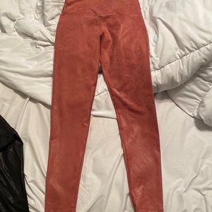 Arie red metallic crossover leggings